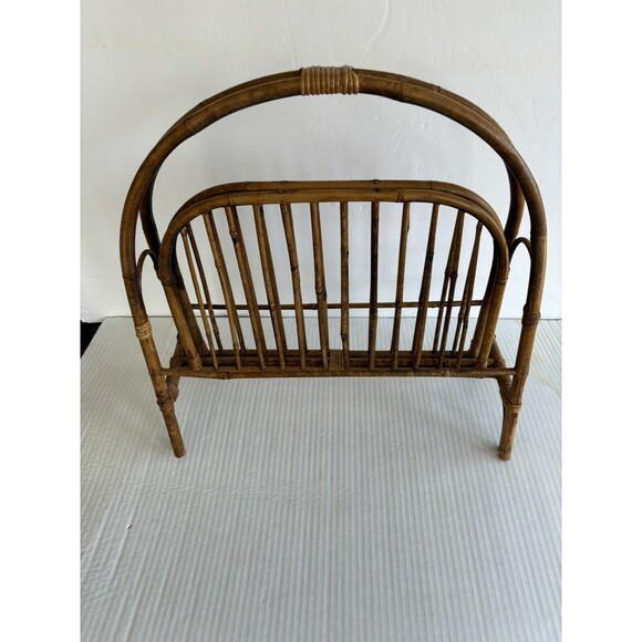 Vintage Boho Chic MCM Bamboo Magazine Holder/Rack Foldable - Picture 9 of 14